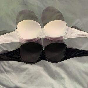 PINK Victoria's Secret Black and White Strapless Bras